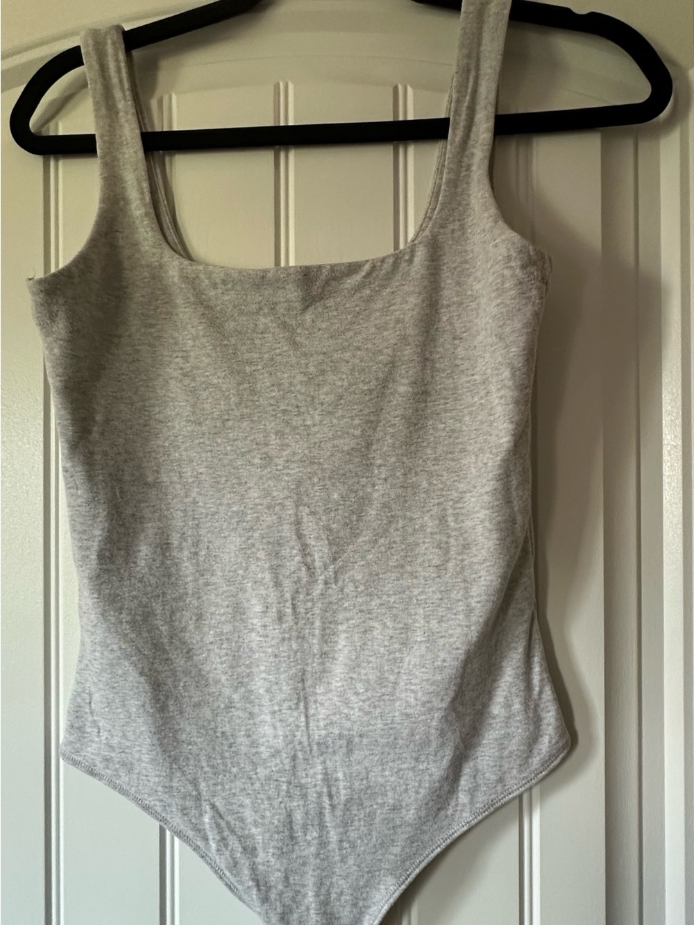 Abercrombie & Fitch Light Gray Ribbed Square-Neck Bodysuit